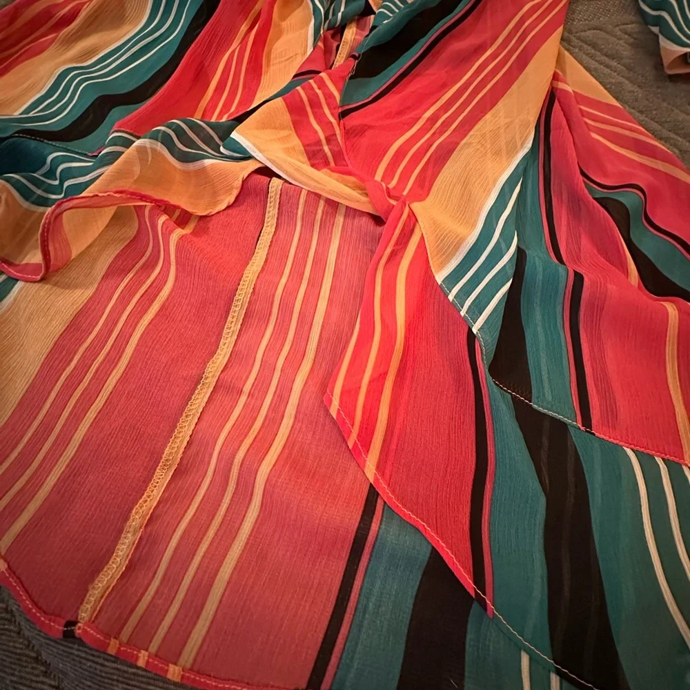 No Boundaries Multicolor Striped High-Low Kimono - Picture 3 of 5
